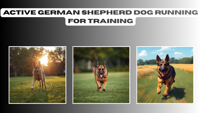 active German Shepherd dog running for training